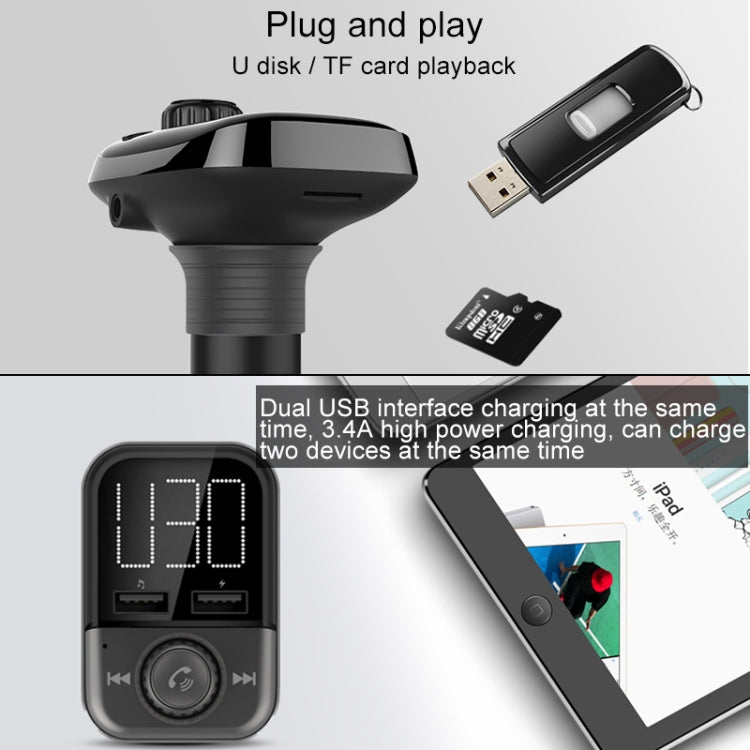 BT72 Dual USB Charging Smart Bluetooth FM Transmitter MP3 Music Player Car Kit with 1.5 inch White Display Screen, Support Bluetooth Call, TF Card & U Disk - Bluetooth Car Kits by PMC Jewellery | Online Shopping South Africa | PMC Jewellery | Buy Now Pay Later Mobicred