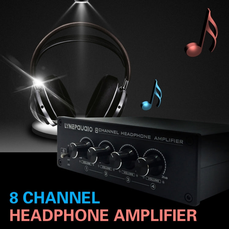 LINEPAUDIO A966 Pro Eight-channel Headphone Amplifier  Headphone Distributer Signal Amplifier(Black) -  by PMC Jewellery | Online Shopping South Africa | PMC Jewellery | Buy Now Pay Later Mobicred