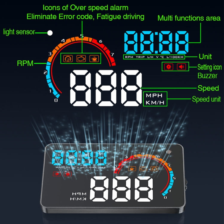 D2500 OBD2+GPS 4 inch Vehicle-mounted Head Up Display Security System, Support Car Speed / Engine Revolving Speed Display / Water Temperature / Battery Voltage / Running Speed & Direction & Distance - Head Up Display System by PMC Jewellery | Online Shopping South Africa | PMC Jewellery | Buy Now Pay Later Mobicred