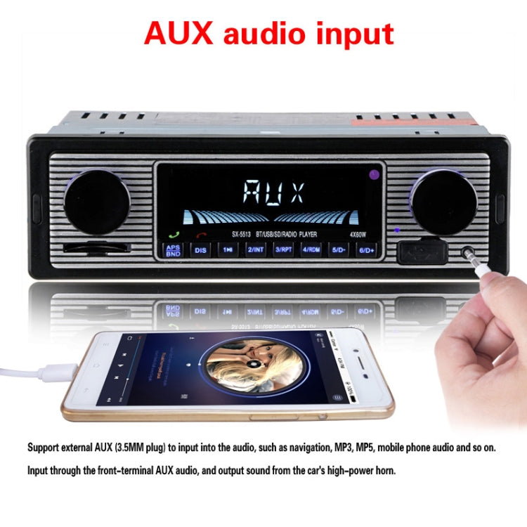 SX-5513 Car Stereo Radio MP3 Audio Player Support Bluetooth Hand-free Calling / FM / USB / SD (Not Included Any Memory Card) - Car MP3 & MP4 & MP5 by PMC Jewellery | Online Shopping South Africa | PMC Jewellery | Buy Now Pay Later Mobicred