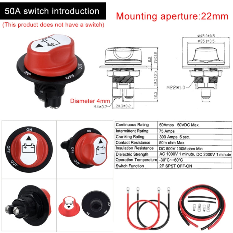 10 AWG Battery Switch Connecting Cable for Car / Motorcycle / Ocean Liner - Booster Cable & Clip by PMC Jewellery | Online Shopping South Africa | PMC Jewellery | Buy Now Pay Later Mobicred