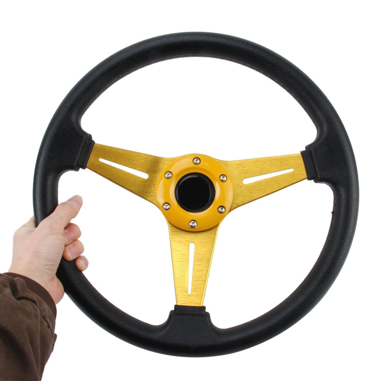 35cm PU Racing Sport Hand Wheel Car Modified Steering Wheel(Gold) - Steering Wheel Accessories by PMC Jewellery | Online Shopping South Africa | PMC Jewellery | Buy Now Pay Later Mobicred