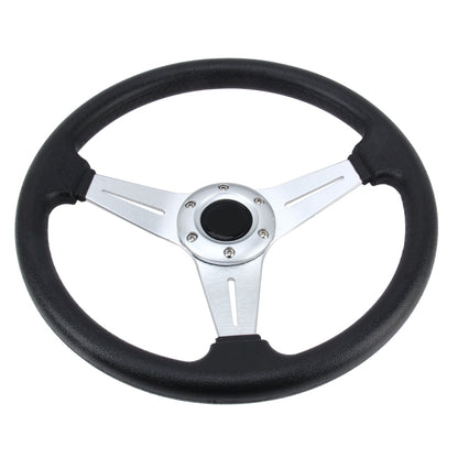 35cm PU Racing Sport Hand Wheel Car Modified Steering Wheel(Silver) - Steering Wheel Accessories by PMC Jewellery | Online Shopping South Africa | PMC Jewellery | Buy Now Pay Later Mobicred