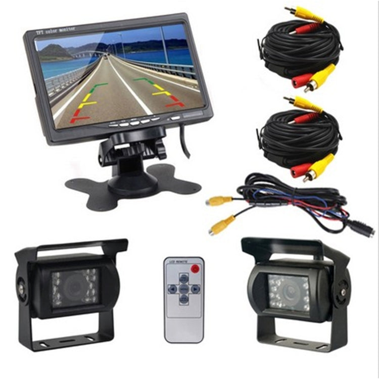 PZ-607-2 Wireless Vehicle Truck Dual Backup Camera and Monitor Infrared Night Vision Rear View Camera with 7 inch HD Monitor - Rear View Cameras by PMC TechLife | Online Shopping South Africa | PMC TechLife | Buy Now Pay Later Mobicred