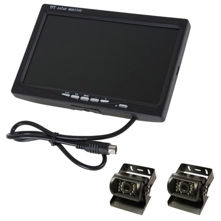 PZ-607-2 Wireless Vehicle Truck Dual Backup Camera and Monitor Infrared Night Vision Rear View Camera with 7 inch HD Monitor - Rear View Cameras by PMC TechLife | Online Shopping South Africa | PMC TechLife | Buy Now Pay Later Mobicred