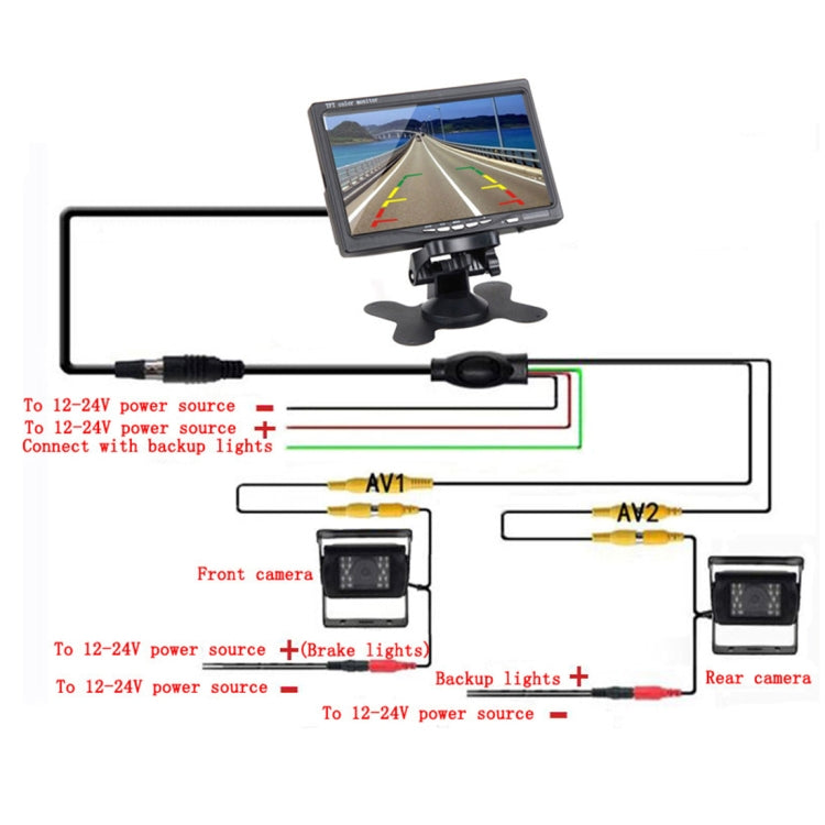 PZ-607-2 Wireless Vehicle Truck Dual Backup Camera and Monitor Infrared Night Vision Rear View Camera with 7 inch HD Monitor - Rear View Cameras by PMC TechLife | Online Shopping South Africa | PMC TechLife | Buy Now Pay Later Mobicred