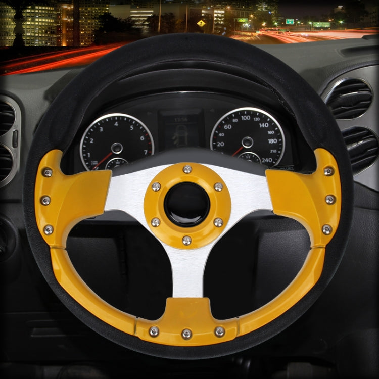 Car Modified Racing Sport Horn Button Steering Wheel, Diameter: 32cm(Yellow) - Steering Wheel Accessories by PMC Jewellery | Online Shopping South Africa | PMC Jewellery | Buy Now Pay Later Mobicred