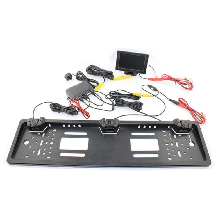 PZ600-L Europe Car License Plate Frame Rear View Camera Visual Rear View Parking System with 2 Reversing Radar Detector - Rear View Cameras by PMC Jewellery | Online Shopping South Africa | PMC Jewellery | Buy Now Pay Later Mobicred