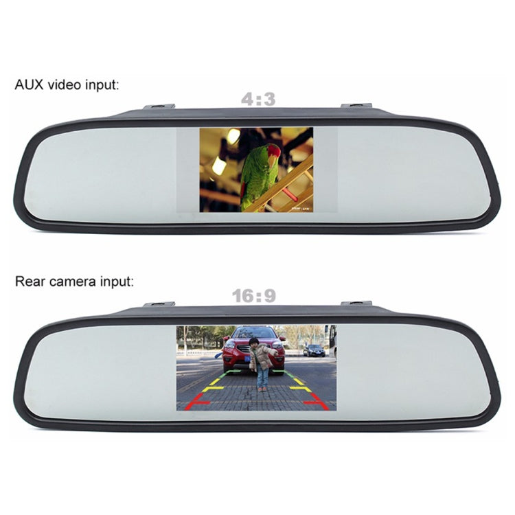 PZ603 Car Video Monitor HD Auto Parking LED Night Vision CCD Reverse Rear View Camera with 4.3 inch Car Rear View Mirror - Rear View Cameras by PMC Jewellery | Online Shopping South Africa | PMC Jewellery | Buy Now Pay Later Mobicred