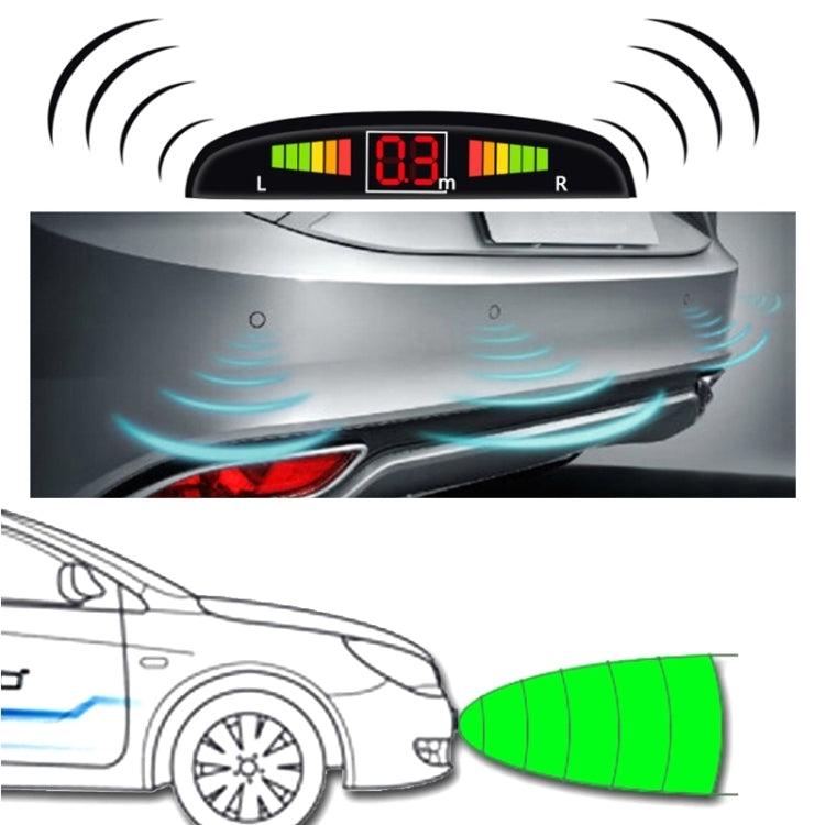 Car Buzzer Reverse Backup Radar System - Premium Quality 4 Parking Sensors Car Reverse Backup Radar System with LCD Display(Dark Red) - Radar Detectors by PMC Jewellery | Online Shopping South Africa | PMC Jewellery | Buy Now Pay Later Mobicred