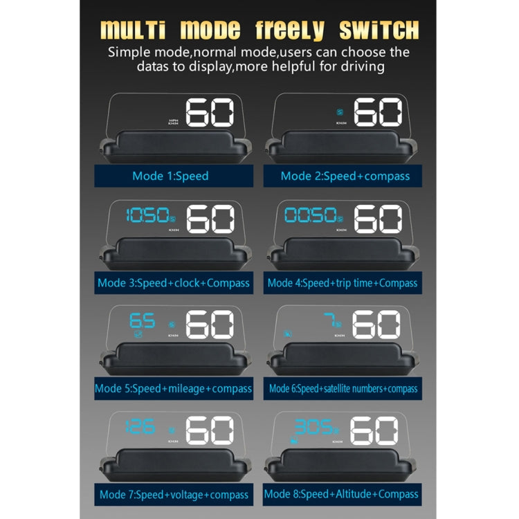 T900 Car GPS HUD Virtual HD Reflection Board Head-up Display, Speed & Driving Distance / Time Display, Over Speed & Voltage & Low Voltage Alarm, Fatigue Driving - Head Up Display System by PMC Jewellery | Online Shopping South Africa | PMC Jewellery | Buy Now Pay Later Mobicred