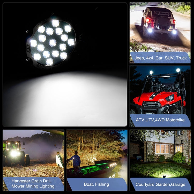 2 PCS 51W 3500LM 6500K White Light  17 LED Waterproof Car Boat Marine Work Lights Spotlight LED Bulbs, 30 Degrees Adjustable, DC 10-30V(Black) - Work Lights by PMC Jewellery | Online Shopping South Africa | PMC Jewellery | Buy Now Pay Later Mobicred