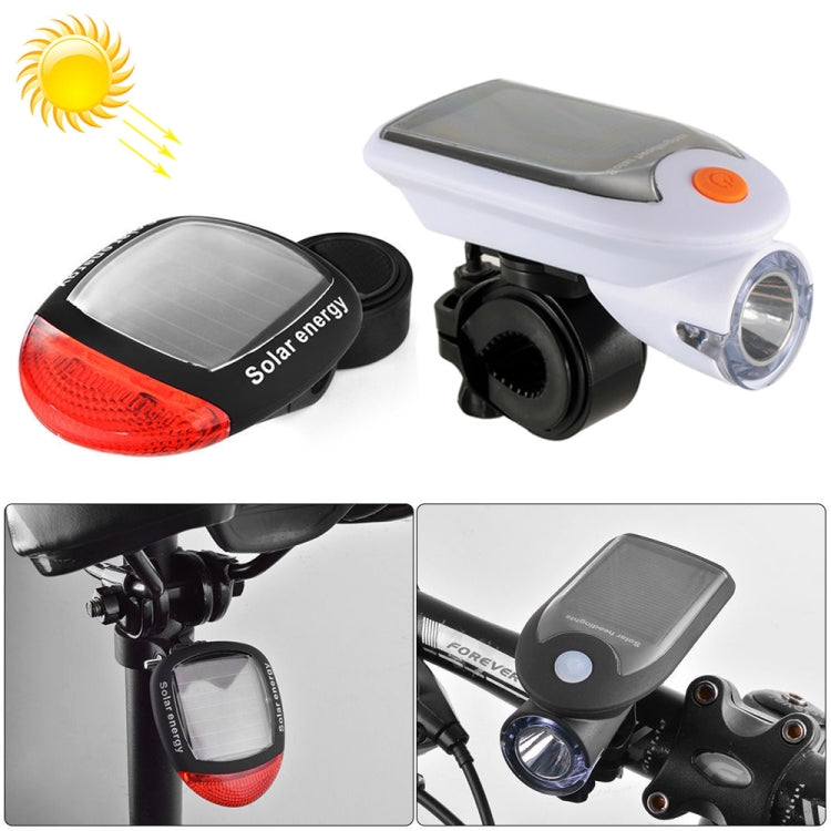 2 PCS 3W 240LM USB Solar Energy Motorcycle / Bicycle Light Set, Front Light+Back Light(White) - Headlights by PMC Jewellery | Online Shopping South Africa | PMC Jewellery | Buy Now Pay Later Mobicred