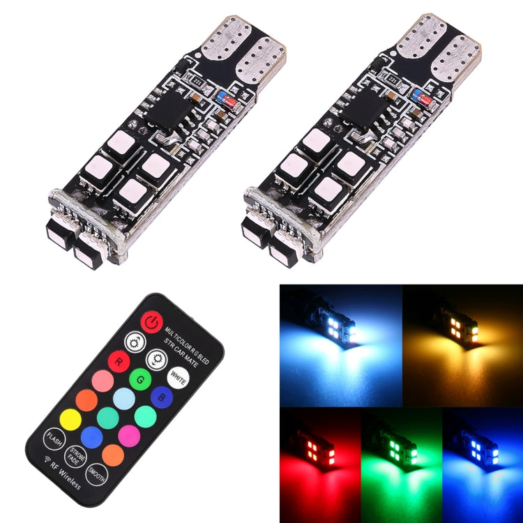 2 PCS W5W 194 T10 Multi Colors 10 SMD 3535 LED Car Clearance Light Marker Light with Remote Control, DC 12V - Clearance Lights by PMC TechLife | Online Shopping South Africa | PMC TechLife | Buy Now Pay Later Mobicred