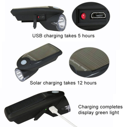 3W 240LM USB Solar Energy Motorcycle / Bicycle Front Light (Black) - Headlights by PMC Jewellery | Online Shopping South Africa | PMC Jewellery | Buy Now Pay Later Mobicred