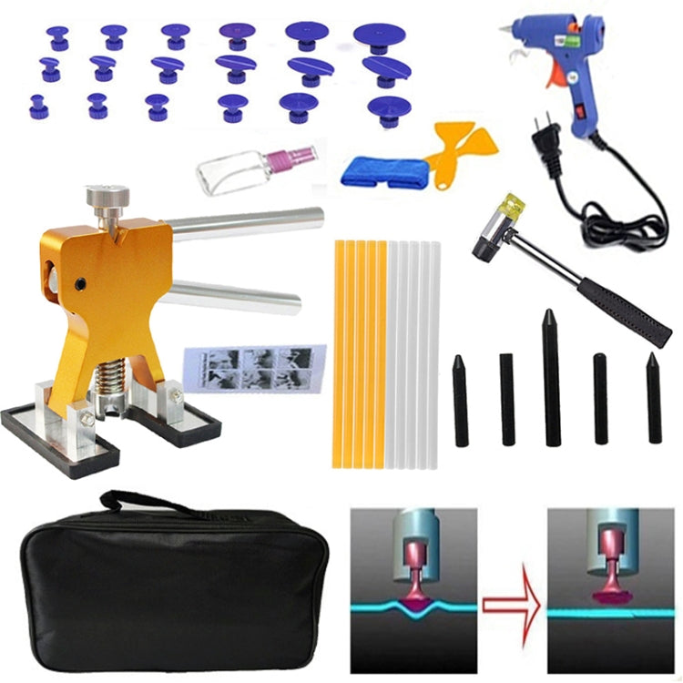 40 in 1 Auto Car Metal PDR Dent Lifter-Glue Puller Tab Hail Removal Paintless Car Dent Repair Tools Kit, with 20W Glue Gun, US Plug or EU Plug - Hand Tool Sets by PMC Jewellery | Online Shopping South Africa | PMC Jewellery | Buy Now Pay Later Mobicred