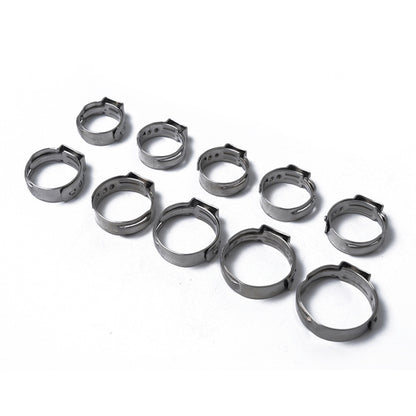 100 PCS Adjustable Single Ear Plus Stainless Steel Hydraulic Hose Clamps O-Clips Pipe Fuel Air, Inside Diameter Range: 5.3-15.3mm - Booster Cable & Clip by PMC Jewellery | Online Shopping South Africa | PMC Jewellery