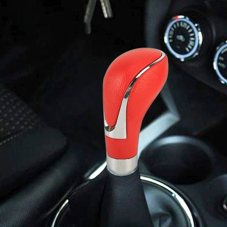 Universal Car PU Leather and Metal Gear Shift Knob Modified Auto Car Transmission Shift Lever Knob(Red) - Shift Knob by PMC Jewellery | Online Shopping South Africa | PMC Jewellery | Buy Now Pay Later Mobicred