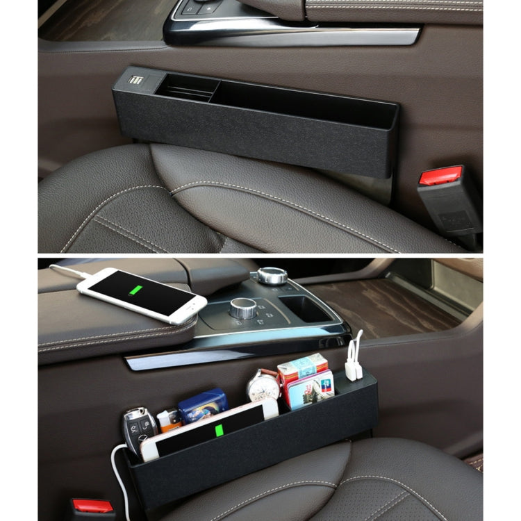 Universal Car Multi-functional Charger Console Side Pocket Seat Gap Side Storage Box, with 2 USB Ports(Black) - Stowing Tidying by PMC Jewellery | Online Shopping South Africa | PMC Jewellery | Buy Now Pay Later Mobicred