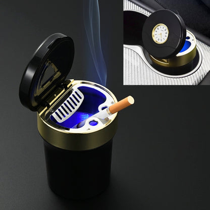 Multi-function Portable Creative LED Car Cigarette Ash Tray Ashtray with Clock(Gold) - Ashtrays by PMC Jewellery | Online Shopping South Africa | PMC Jewellery | Buy Now Pay Later Mobicred