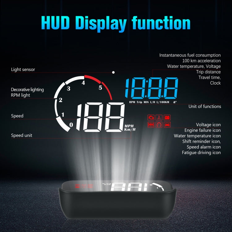 M10 3.5 inch Universal Car OBD2 HUD Vehicle-mounted Head Up Display (Blue) - Head Up Display System by PMC Jewellery | Online Shopping South Africa | PMC Jewellery | Buy Now Pay Later Mobicred