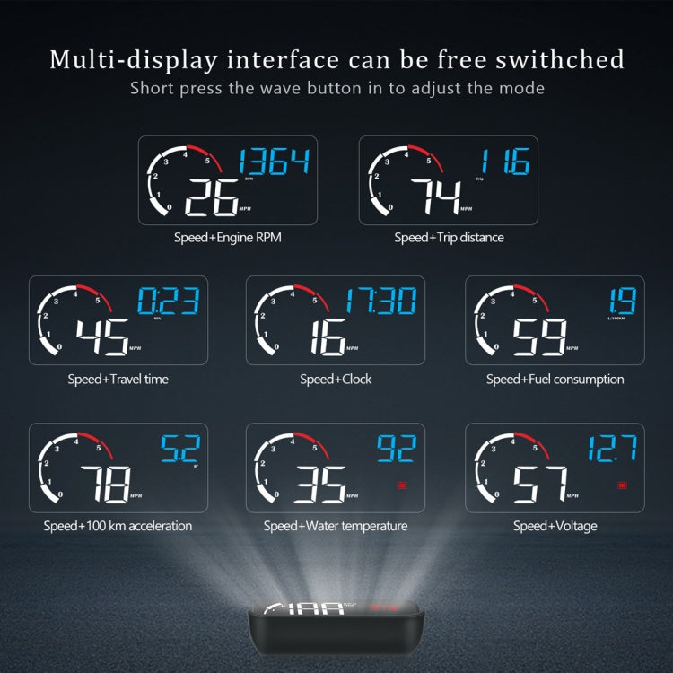 M10 3.5 inch Universal Car OBD2 HUD Vehicle-mounted Head Up Display (Yellow) - Head Up Display System by PMC Jewellery | Online Shopping South Africa | PMC Jewellery | Buy Now Pay Later Mobicred