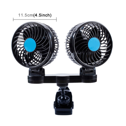 HUXIN HX-T605 7W 360 Degree Adjustable Rotation Clip Two Head Low Noise Mini Electric Car Fan with Gear Switch, DC12V - Heating & Fans by PMC Jewellery | Online Shopping South Africa | PMC Jewellery | Buy Now Pay Later Mobicred