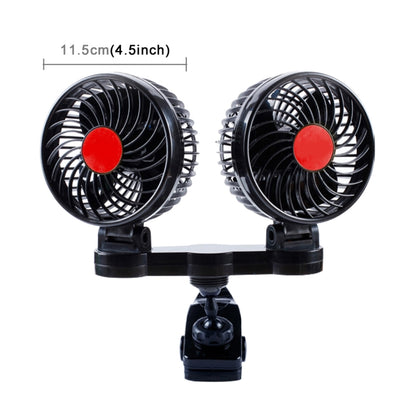 HUXIN HX-T606E 12W 360 Degree Adjustable Rotation Clip Two Head Low Noise Mini Electric Car Fan with Roller Switch, DC24V - Heating & Fans by PMC Jewellery | Online Shopping South Africa | PMC Jewellery | Buy Now Pay Later Mobicred