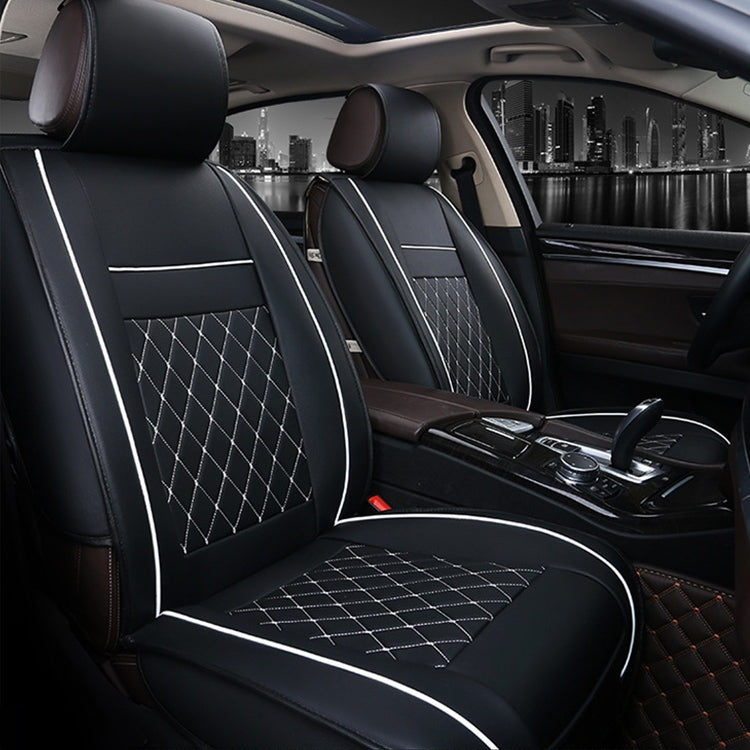 Car Leather Full Coverage Seat Cushion Cover, Standard Version, Only One Seat(Black White) - Seat Accessories by PMC Jewellery | Online Shopping South Africa | PMC Jewellery | Buy Now Pay Later Mobicred