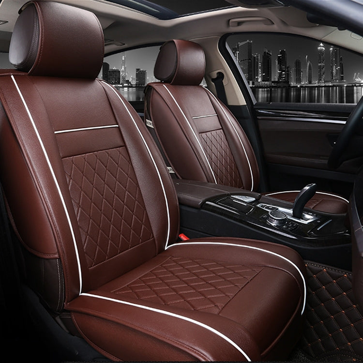 Car Leather Full Coverage Seat Cushion Cover, Standard Version, Only One Seat(Coffee) - Seat Accessories by PMC Jewellery | Online Shopping South Africa | PMC Jewellery | Buy Now Pay Later Mobicred