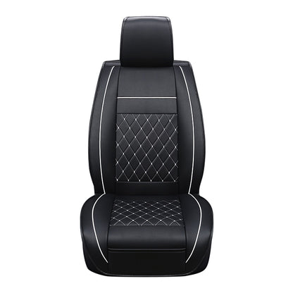 Car Leather Full Coverage Seat Cushion Cover, Luxury Version,Only One Front Seat(Black White) - Seat Accessories by PMC Jewellery | Online Shopping South Africa | PMC Jewellery | Buy Now Pay Later Mobicred