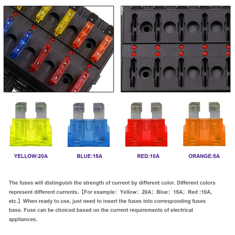 1 in 8 Out Fuse Box Screw Terminal Section Fuse Holder Kits with LED Warning Indicator for Auto Car Truck Boat - Fuse by PMC Jewellery | Online Shopping South Africa | PMC Jewellery