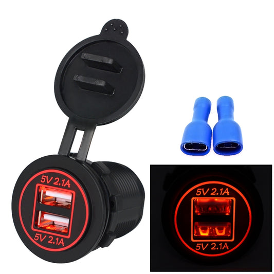 Universal Car Charger 2 Port Power Socket Power Dual USB Charger 5V 4.2A IP66 with Aperture(Red Light) - DIY Modified Charger by PMC Jewellery | Online Shopping South Africa | PMC Jewellery | Buy Now Pay Later Mobicred