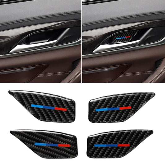 4 PCS Car Tricolor Carbon Fiber Door Inner Handle Wrist Panel Decorative Sticker for BMW 5 Series G38 528Li / 530Li / 540Li 2018 - Car Interior Mouldings by PMC Jewellery | Online Shopping South Africa | PMC Jewellery | Buy Now Pay Later Mobicred