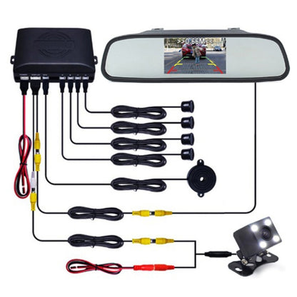 PZ604 170 Degree Car 4.3 inch Rearview Mirror Monitor with Square Camera - Rear View Cameras by PMC Jewellery | Online Shopping South Africa | PMC Jewellery | Buy Now Pay Later Mobicred