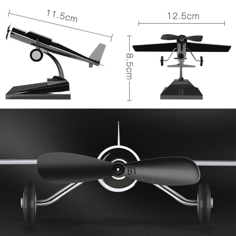 Car Interior Decoration Accessories Aircraft Model Ornaments Propeller Rotating Solar Energy Ornament (Black) - Ornaments by PMC Jewellery | Online Shopping South Africa | PMC Jewellery | Buy Now Pay Later Mobicred