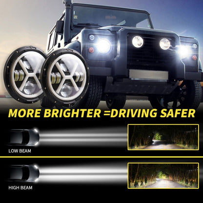 7 inch H4 DC 9V-30V 6000LM 6000K/3000K 55W IP67 4LED Lamp Beads Car Round Shape X LED Headlight Lamps for Jeep Wrangler, with Angel Eye - Work Lights by PMC Jewellery | Online Shopping South Africa | PMC Jewellery | Buy Now Pay Later Mobicred