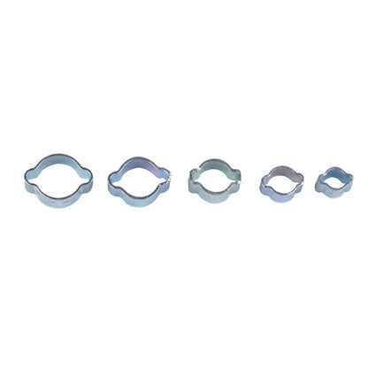 80 PCS Adjustable Double Ear Zinc Plated Steel Hydraulic Hose Clamps O-Clips Pipe Fuel Air, Inside Diameter Range: 5.0-15mm - Booster Cable & Clip by PMC Jewellery | Online Shopping South Africa | PMC Jewellery | Buy Now Pay Later Mobicred