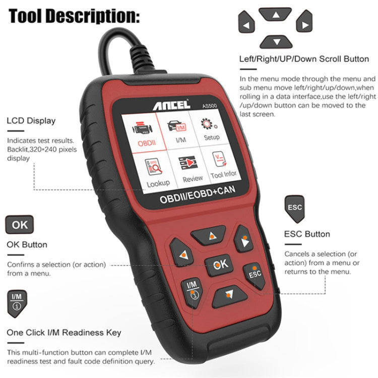 Ancel AS500 OBDII Scanner Engine Reader Car Diagnostics Tool - Electronic Test by PMC TechLife | Online Shopping South Africa | PMC TechLife | Buy Now Pay Later Mobicred