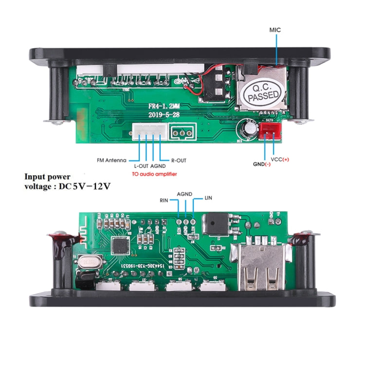 Car 12V 2x3W Audio MP3 Player Decoder Board FM Radio TF USB 3.5mm AUX, with Bluetooth & Recording Call Function & Remote Control - Car MP3 & MP4 & MP5 by PMC Jewellery | Online Shopping South Africa | PMC Jewellery | Buy Now Pay Later Mobicred