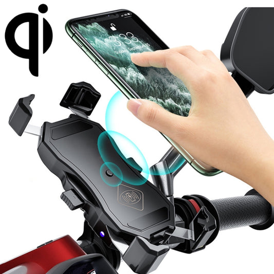 2 in 1 Motorcycle Wireless Charger + QC 3.0 USB Fast Charging Phone Holder - Holder by PMC Jewellery | Online Shopping South Africa | PMC Jewellery | Buy Now Pay Later Mobicred