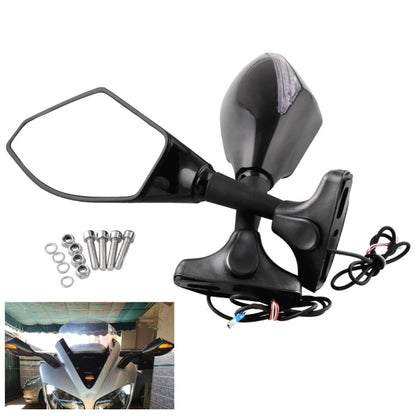 Motorcycle Modified Rear View Mirror Set with Light for Kawasaki (Carbon Fiber Black) - Side Mirrors by PMC Jewellery | Online Shopping South Africa | PMC Jewellery | Buy Now Pay Later Mobicred