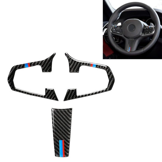 3 in 1 Car Carbon Fiber Tricolor Steering Wheel Button Decorative Sticker for BMW 5 Series G30 X3 G01, Left and Right Drive Universal - Car Interior Mouldings by PMC Jewellery | Online Shopping South Africa | PMC Jewellery