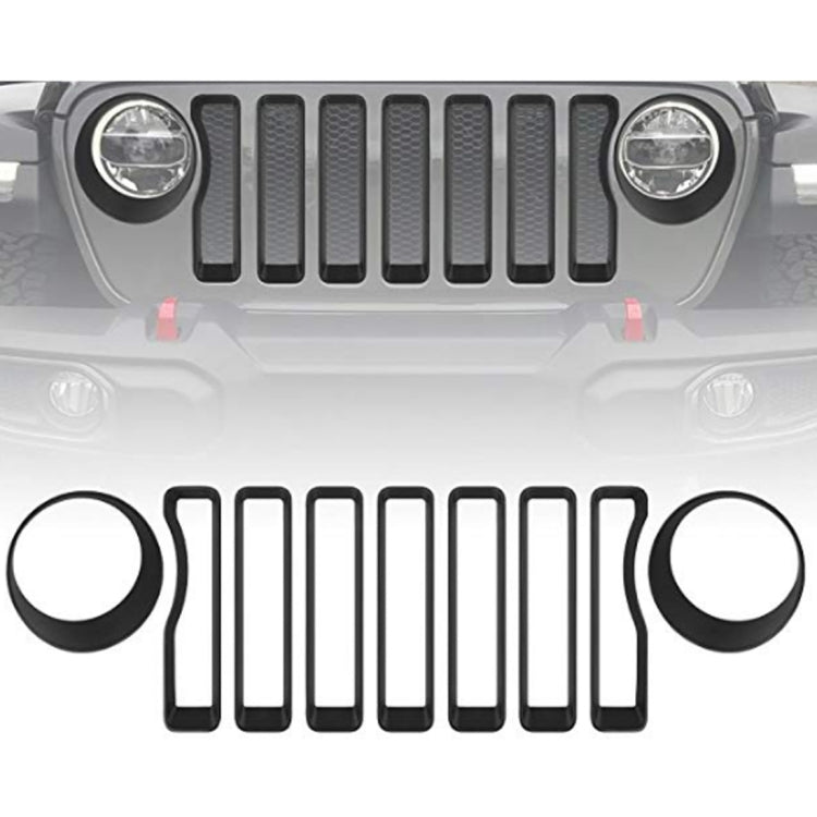 Car Mesh Grille Grill Insert + Headlight Turn Light Cover Trim for Jeep Wrangler JL 2018-2019(Black) - Lamp Decoration by PMC Jewellery | Online Shopping South Africa | PMC Jewellery | Buy Now Pay Later Mobicred