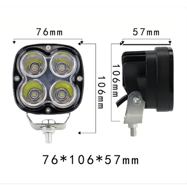 DC9-80V 40W Car 4LEDs Spotlight Work Light / Fog Lamp - Work Lights by PMC Jewellery | Online Shopping South Africa | PMC Jewellery | Buy Now Pay Later Mobicred