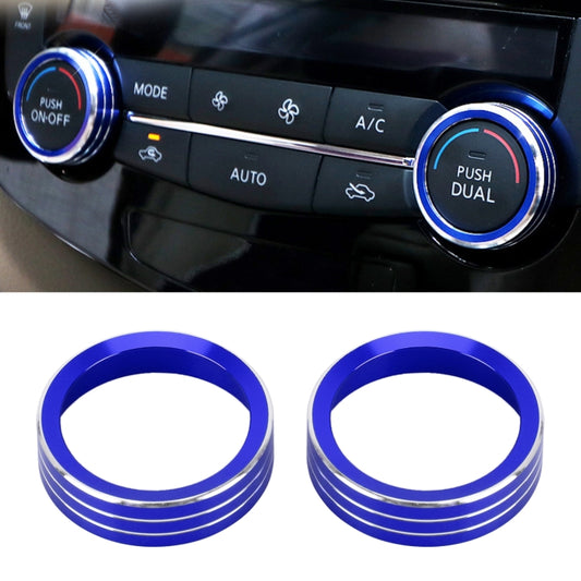 2 PCS Car Metal Air Conditioner Knob Case for Nissan X-TRAIL (Blue) - Decoration Rings by PMC Jewellery | Online Shopping South Africa | PMC Jewellery | Buy Now Pay Later Mobicred