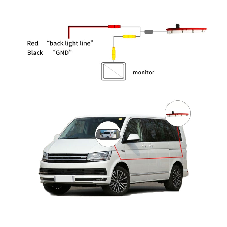 PZ473 Car Waterproof 170 Degree Brake Light View Camera for Volkswagen T6 Single Door - Rear View Cameras by PMC Jewellery | Online Shopping South Africa | PMC Jewellery | Buy Now Pay Later Mobicred