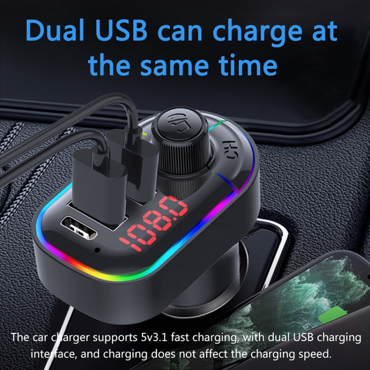 C12 Multifunctional Car Dual USB Charger Bluetooth FM Transmitter with Atmosphere Light - Bluetooth Car Kits by PMC Jewellery | Online Shopping South Africa | PMC Jewellery | Buy Now Pay Later Mobicred