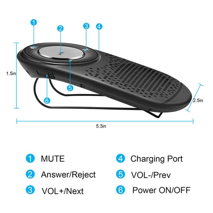 Car Sun Visor Bluetooth Music Receiver Support MP3 / Hands-free - Bluetooth Car Kits by PMC Jewellery | Online Shopping South Africa | PMC Jewellery | Buy Now Pay Later Mobicred