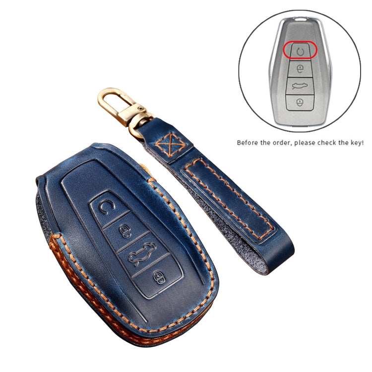 Hallmo Car Cowhide Leather Key Protective Cover Key Case for Geely Emgrand B Style(Black) - Car Key Cases by Hallmo | Online Shopping South Africa | PMC Jewellery | Buy Now Pay Later Mobicred